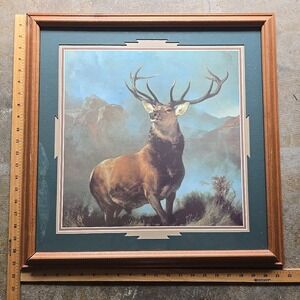 Monarch of the Glen Edwin Landseer Framed Print 22x22 VTG Stag Deer Mountain Art